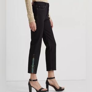 Beaded High-Rise Skinny Ankle Super Stretch Jeans🪞⛓️